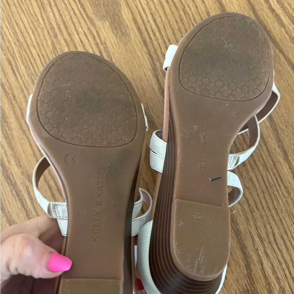 Kelly & Katie White/Cream Strappy Wedges